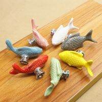 ☇♧๑ Children Drawer Knobs Fish Shape Ceramic Handles for Kids Room Kitchen Cabinet Handles Cupboard Knobs Furniture Hardware