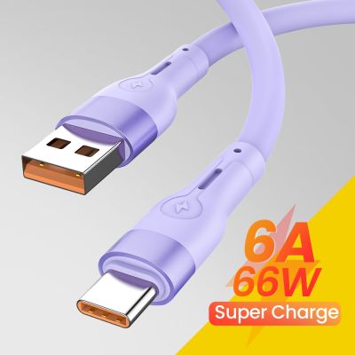 6A 66W USB Type C Cable For Huawei P50/Honor Fast Charging USB C Charger Cable USB Type C Cable for Xiaomi Samsung 1/1.5/2M Docks hargers Docks Charge