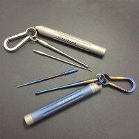 1PC EDC Portable Titanium Alloy EDC Waterproof Bottle Toothpick Earpick Set Keychain Hang Buckle Self-cleaning Tool Tableware