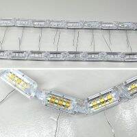 ริ้วสายไฟวิ่งกลางวัน LED 2ชิ้นสัญญาณเลี้ยวไฟฉายคาดผมกันน้ำยืดหยุ่นโคมไฟเหลืองไฟขับรถตกแต่งรถยนต์2023new 12V