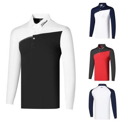 Amazingcre PING1 FootJoy ANEW TaylorMade1 PXG1 Scotty Cameron1 Titleist♤●❈  Golf clothing mens long-sleeved sports POLO shirt casual outdoor ball clothing perspiration GOLF jersey