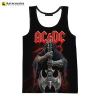 2023 Fashion Print Rock Letter 3D Printed T shirt Men Tank Tops Summer Casual AC DC Sleeveless singlet Hip Hop Oversized Tops