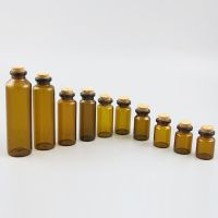 5pcs Small Empty 5ml 10ml 15ml 20ml 35ml 50ml Amber Glass Wishing Bottle Vials Cork Jar For Wedding DIY Decoration Gift Storage