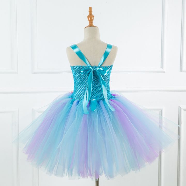 2-12y-baby-girl-cartoon-blue-pink-mermaid-costume-shell-starfish-princess-tutu-dress-children-theme-birthday-party-gift-sleeveless-sling-dress-kids-girls-halloween-school-party-performance-costume-wit