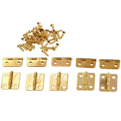 【YP】 Dobradiças douradas da porta do armário de cozinha dobradiças com 4 buracos para gavetas e joias acessórios móveis caixa joias 10 peças 18x16mm