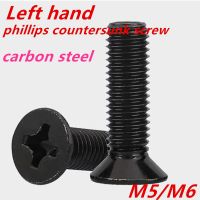 M4M5M6 Hitam Baja Karbon Putih Berlapis Seng Tangan Kiri Berulir Phillips Sekrup Countersunk Kepala Datar Bor Silang Bolts765