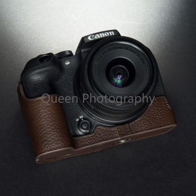 แขนป้องกันกรณีฐานกล้องสำหรับ Canon EOS R10 EOSR10ผิวเชลล์ฝีมือกล้องถ่ายภาพหนังแท้กระเป๋าหนังวัวร่างกาย