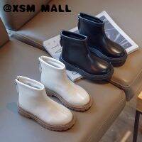 XSM MALL ฤดูใบไม้ร่วงฤดูหนาวสาวสั้นมาร์ตินรองเท้าหนังนิ่มซิปนุ่มแต่เพียงผู้เดียวป้องกันการลื่นเด็กรองเท้า3-16ปี T22N09CC-128