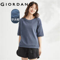 ➦GIORDANO ผู้หญิง เสื้อยืดแขนสั้นคอกลมไหล่ตกขนาดใหญ่ถักวาฟเฟิล Free Shipping 05323454