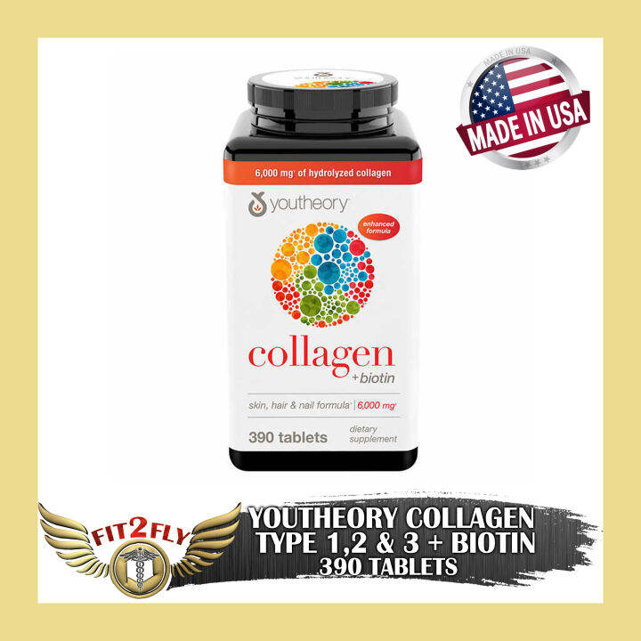 Youtheory Collagen Type 1, 2, 3 + Biotin Skin, Hair & Nail Formula