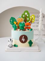 Cake Topper Cute Safari Birthday Party Cake Decorations Ornaments 1 Year Old Party Supplies Baby Baptism Gifts Gender Reveal