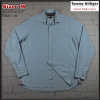 Tommy Hilfiger®แท้ อกจริง 43 ไซส์ M เสื้อเชิ้ตผู้ชาย ทอมมี่ ฮิลฟิกเกอร์ สีฟ้า แขนยาว เนื้อผ้าดีสวยๆ