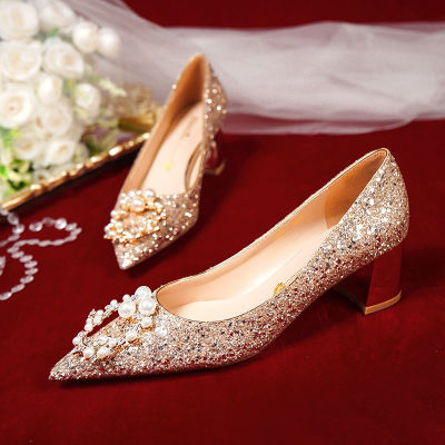 AZI865รองเท้า2021ใหม่ Xiuhe เจ้าสาวรองเท้าแต่งงานรองเท้าฤดูใบไม้ร่วงรองเท้าส้นสูงสตรีชุดแต่งงานคริสตัลรองเท้าไม่เหนื่อย