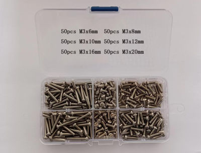 300Pcs M3 stainless steel round head Phillips screws 6/8/10/12/16/20mm Length