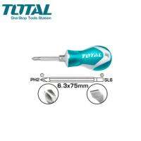 TOTAL ไขควงสลับแบบหัวโต (ปากแบน - ปากแฉก) ปลายแม่เหล็ก รุ่น THT250216 ( 2 in 1 Screwdriver Set ) ไขควงหัวสลับ ไขควงหัวโต