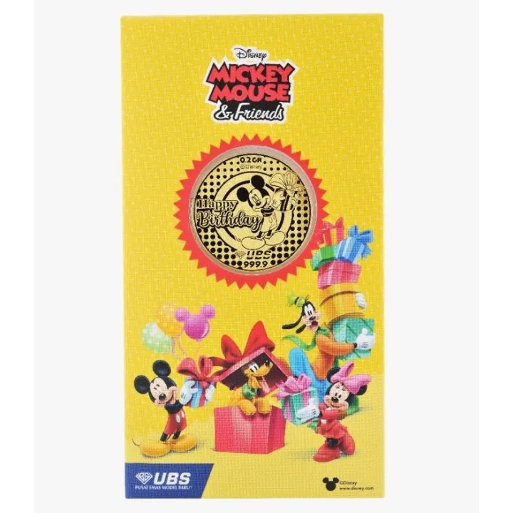 Happy Birthday Friend Disney Images Ubs Gift Series 0.2 Gr Fine Gold 999.9 % Disney Mickey Mouse And Friends  Happy Birthday | Lazada Indonesia