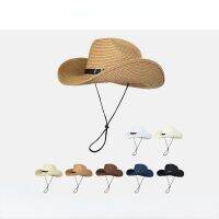 Classic Shapeable Panama Hat Women Men Toquilla Straw Cowboy Hat with Chin Strap Sunhat Summe Wide Brim Beach Sombrero Cowgirl