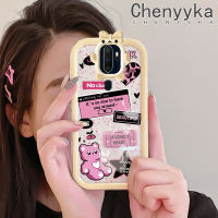 เคส Chenyyka สำหรับ OPPO A5 2020 A9 2020 A11 A11x เคสการ์ตูนหมีสีชมพูทันสมัยเคสมือถือใสกันกระแทกใหม่เคสใสซิลิโคนป้องกันเลนส์กล้องถ่ายรูปลายหมีตัวเล็กน่ารัก