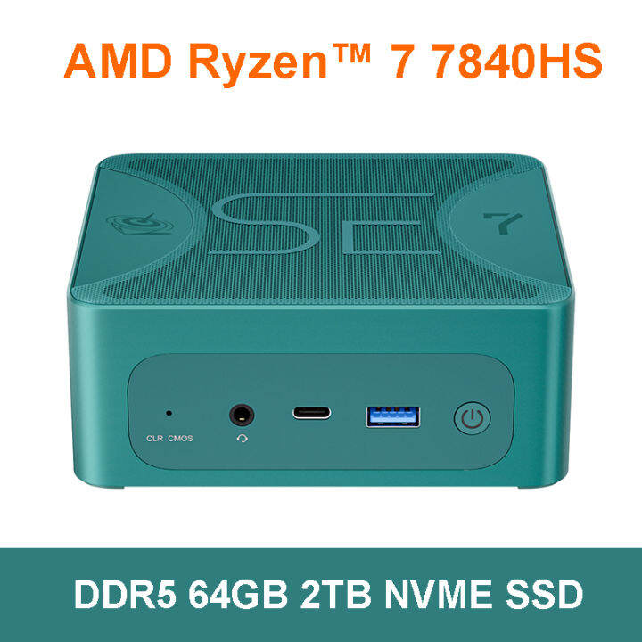 beelink-ser7คอมพิวเตอร์ขนาดเล็กสูงสุด-amd-ryzen-7-7840hs-หน้าต่างพีซีขนาดเล็ก11-ddr5-5600mhz-pcle4-0-nvme-wifi6-ssd-65w-bt5-2คอมพิวเตอร์เกม