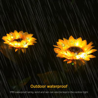 2pcs Outdoor LED Solar Sunflower Ground Lawn Light For Household Pathway Floor Garden Landscape Waterproof Decoration Lighting