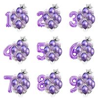 Purple Number 0 9 Foil Five pointed Star Balloon Sequin Metal Balloons Combination Wedding Decoration Party Supplies Kid Baby