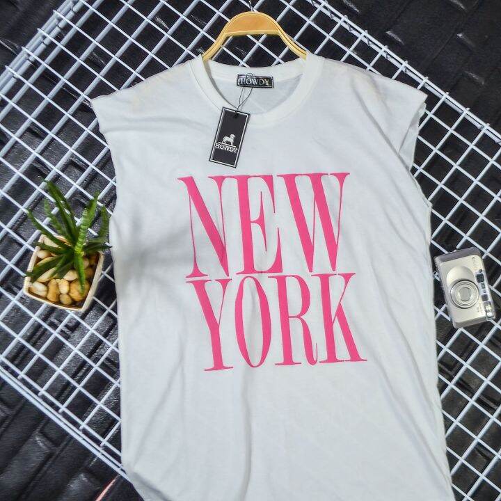 เสื้อแขนกุดnewyork-เนื้อผ้าดีใส่สบายจัดส่งไว-มีบริการเก็บเงินปลายทาง