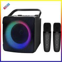 RGB เครื่องไมโครโฟน HiFi คาราโอเกะสำหรับเด็กไมโครโฟนไร้สายแบบคู่รองรับบลูทูธสัญญาณเสียงกลาง Kado Ulang Tahun