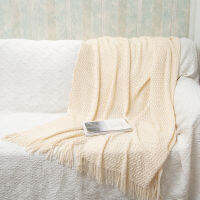 Textile City Home Fashions Throw Solid Shell Lines Sofa Cover Indoor Decorative Knitted Blanket Tassels Bedspread Spring Autumn