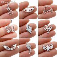 5pc/lot Lovely Musical Instrument Charms 15x19mm Black Stainless Steel Guitar Pendants for Women DIY Jewelry Marking Supplies