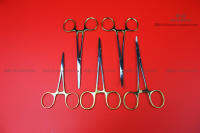 คีมทางการแพทย์ตรงหัวโค้ง Hemostat Forcep Hemostatic คลิป304สแตนเลส Golden Handle Cosmetology Instrument