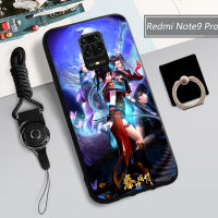 เคสสำหรับ Xiaomi นิ่ม Redmi Note 9 Pro/Note 9S เคสโทรศัพท์คลุมทั้งหมดกล่องทาสีป้องกันการตกหล่นป้องกันรอยขีดข่วนฝามีที่ถือวงแหวนและเชือกสำหรับโทรศัพท์