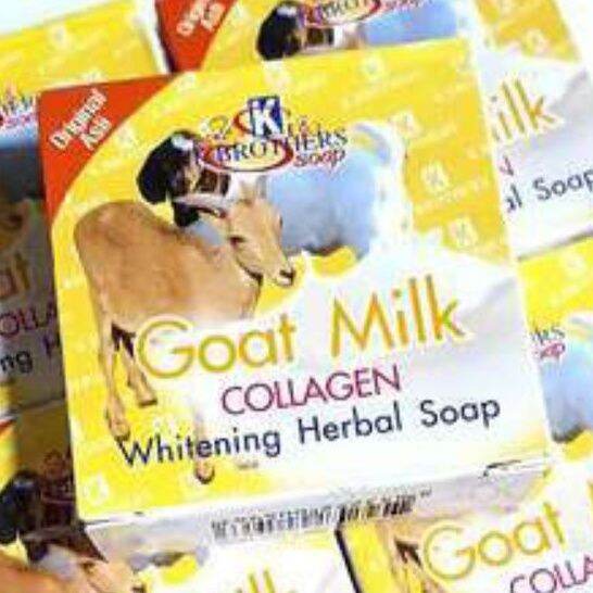 K Brothers Goat Milk Collagen Whitening Herbal Soap from Thailand 12pcs