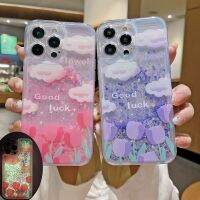 เคสซิลิโคนโปร่งใสเมฆเรืองแสงน่ารักสำหรับ iPhone 15 14 13 12 11 Pro Max XS X 7 8 Plus ฝาครอบทรายเหลวในของเหลวที่มีประกายแวววาว