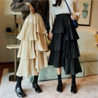 【CC】✉  Waist Irregular Skirt Multi-layer Pleated Korean Fashion Clothing Faldas Mujer Street