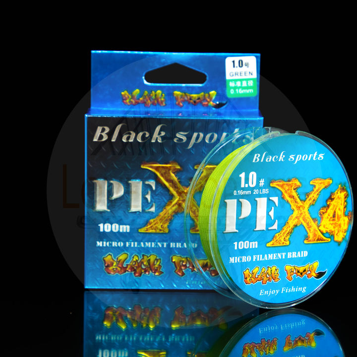 สายpe-black-sports-x4-สาย-pe-ถัก-4-สายพีอี-สายพีอีตกปลา-สานหลิด-พีอีถัก-สาย-pe-ถัก-4-สายเอ็นตกปลา-สายตกปลา-ยาว-100-ม-fishing-love