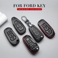 ❇✠ Leather Car Key Case Cover For Ford S Max Fiesta Focus 2 Mustang Edge F150 Kuga Mondeo MK5 Explorer Keyring Keychain Accessories