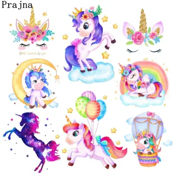 Prajna Unicorn Patches Iron On Patches For Clothing Cartoon Patch Heat  Transfer Patches Thermal Sticker Cute