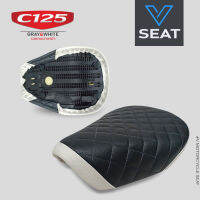 เบาะ C125 ท่อนหน้า ลาย Diamond เทา-ขาว ( V Seat เบาะรถมอเตอร์ไซค์ )