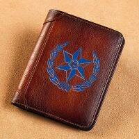 ZZOOI High Quality Genuine Leather Men Wallets The State of Israel Military Badge Short Card Holder Purse Luxury Brand Male Wallet