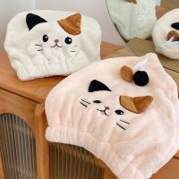 1 pcs Cute Cat Kitten Kid Hair Turban Quick Dry Bath Hair Drying Towel Head Wrap Hat Cap Bathing Tool Cat Ears Pattern Hooded Towels