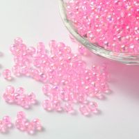 500pc Eco-Friendly Transparent Acrylic Beads Round AB Color Pearl Pink 6mm Hole: 1.5mm Beads