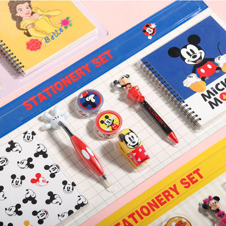 cartoon-characters-creative-stationery-set-gift-box-adhesive-tape-stapler-ballpoint-pen-notebook-for-childrens-learning