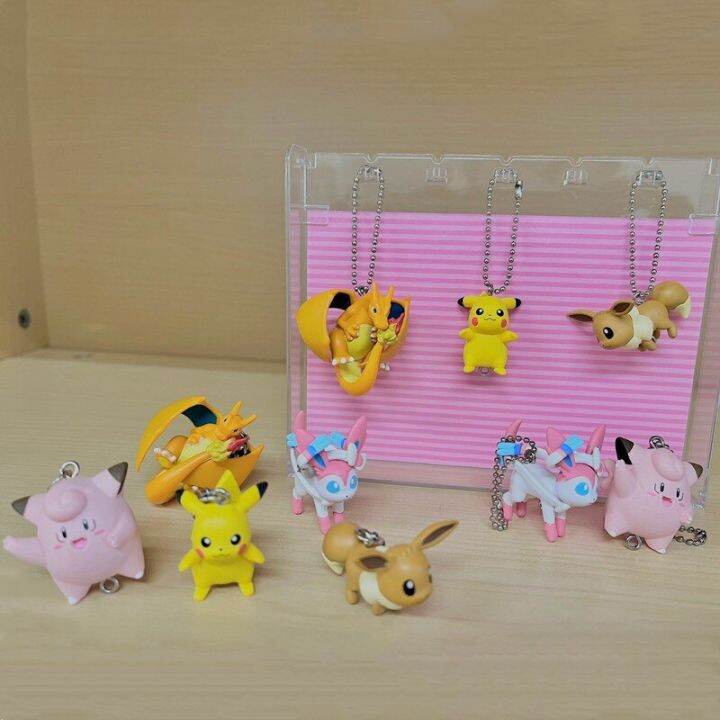 ของเล่นโมเดลผลิตภัณฑ์สำเร็จจี้โปเกมอน-bandai-gashapon-จี้โปเกมอน-pikachu-charizard-sylveon-clefairy-ตุ๊กตาขยับแขนขาได้