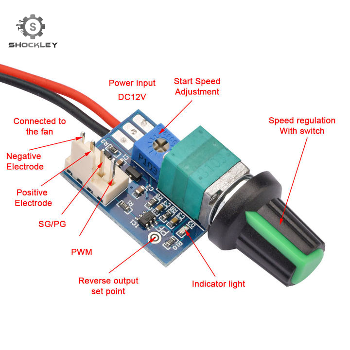 Shockley Dc 12v Speed Controller Module Pwm Fan Speed Controller Module 4 Wire Pc Fan Governor