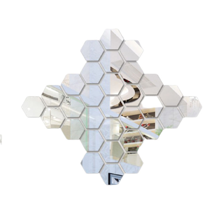 Hexagonal Three-dimensional Mirror Sticker Self-adhesive Wall Stickers Restaurant Aisle Mirror Bathroom Living Room Accessories