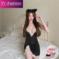 YY iFshion French lace nightgown women feeling pink satin strap dress pajamas leisurewear summer 2022 the new and Seller Socks﹊♨▪