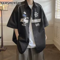 EERSHENSHI เสื้อคอปกแขนสั้นแบบหลวมลำลองเสื้อปักลายแฟชั่นของผู้ชาย