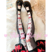 Strawberry BOWTIE Lolita Socks Womens Spring And Summer 120D Velvet Printed Patyhose Lolita Sweet Japanese-style Socks