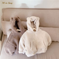 Baby Girl Boy Fleece Ear Hooded Jacket Fur Infant Toddler Child Warm Sheep Like Coat Winter Baby Outwear Clothes 1-10Y