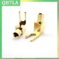 1pcs 4MM Banana Plug Y Fork Right Angle Audio Speaker Wire Connector Jack Adapter Gold Plated Screw Solderless parts QB7LA